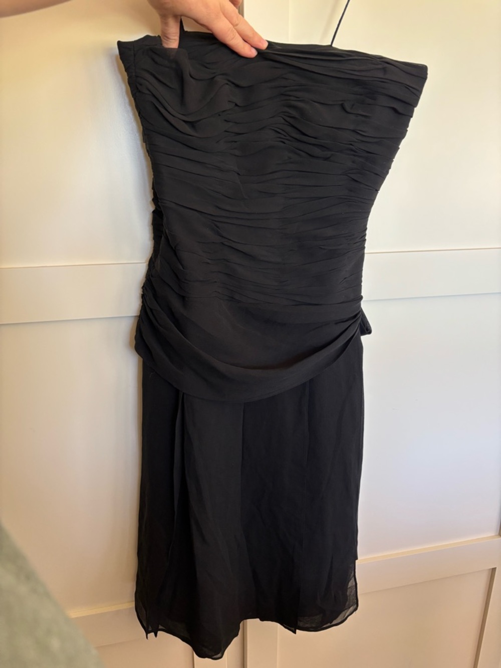 Anne Klein Silk Corset Strapless Ruched Midi Graduation Wedding Dress